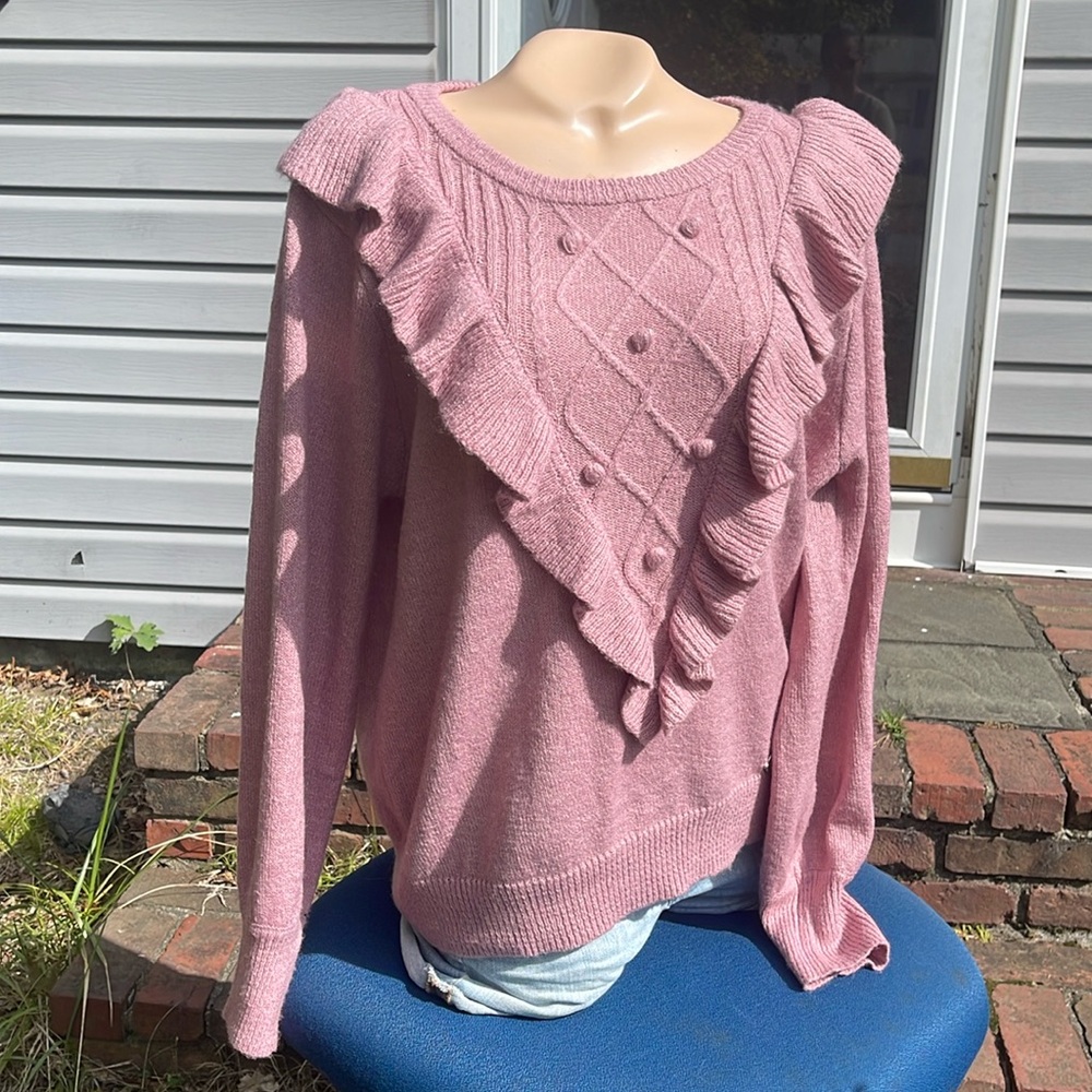 Adrienne Vittadini Size XL Sweater - Pom Poms- Soft- Pretty Color - Stretch